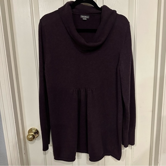Eddie Bauer Sweaters - Eddie Bauer Women’s Cowl Neck Sweater Dress Swing Top Dark Purple Eggplant Sz XL